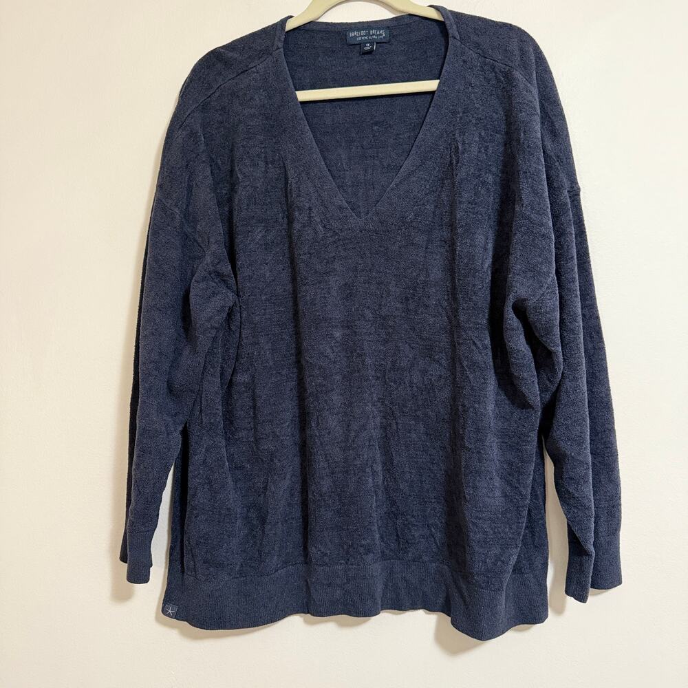 Barefoot Dream V Neck Tunic XL Dark Blue Cozy Material Shirt Long Sleeve